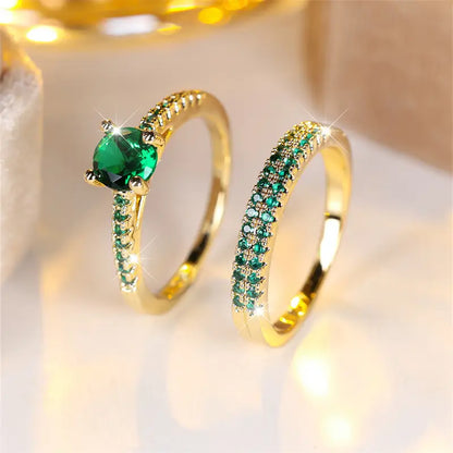 Serena Emerald Duo Bague Set | Doré