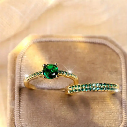 Serena Emerald Duo Bague Set | Doré