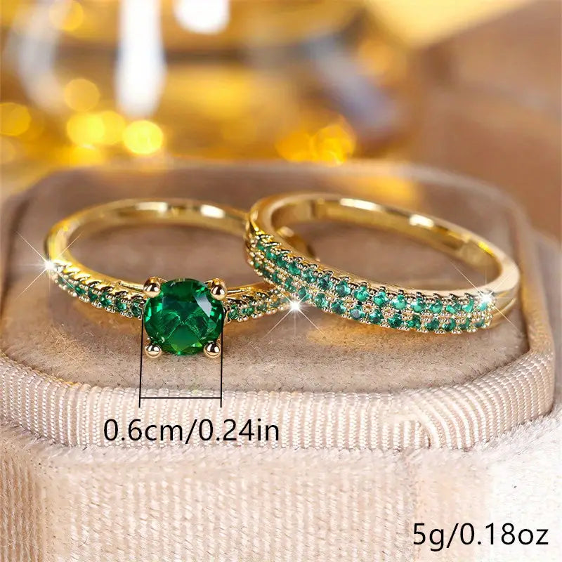 Serena Emerald Duo Bague Set | Doré