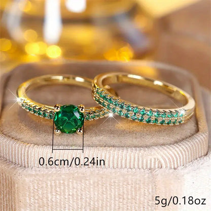 Serena Emerald Duo Bague Set | Doré