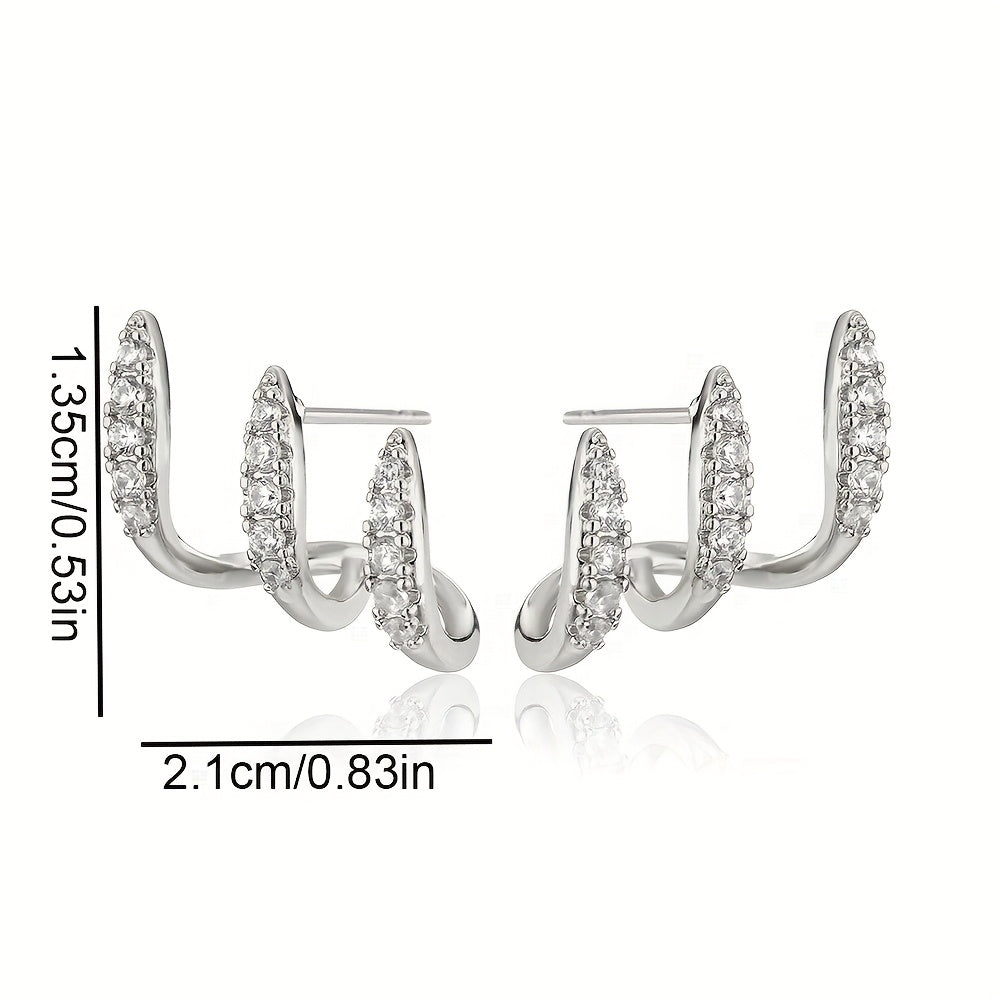 Boucles d'Oreilles Élégantes avec Strass à Trois Griffes