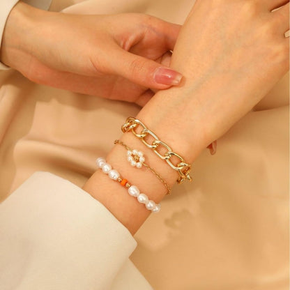 Ensemble de Bracelets Marguerite aux Perles