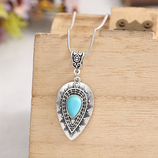 Collier Arlisse goutte turquoise | Or blanc