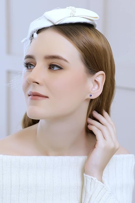 Classic Sapphire Stud Boucles d’oreilles | Or blanc