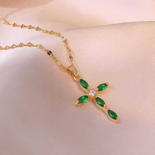 Emerald Cross Collier | Doré