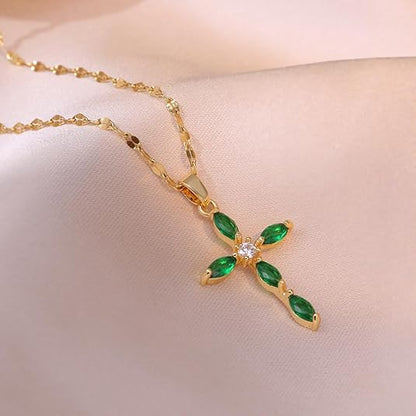 Emerald Cross Collier | Doré