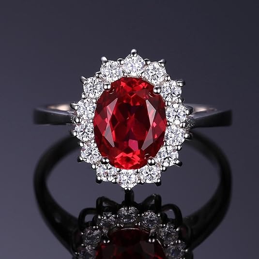 Classic Ruby Halo Bague | Or blanc