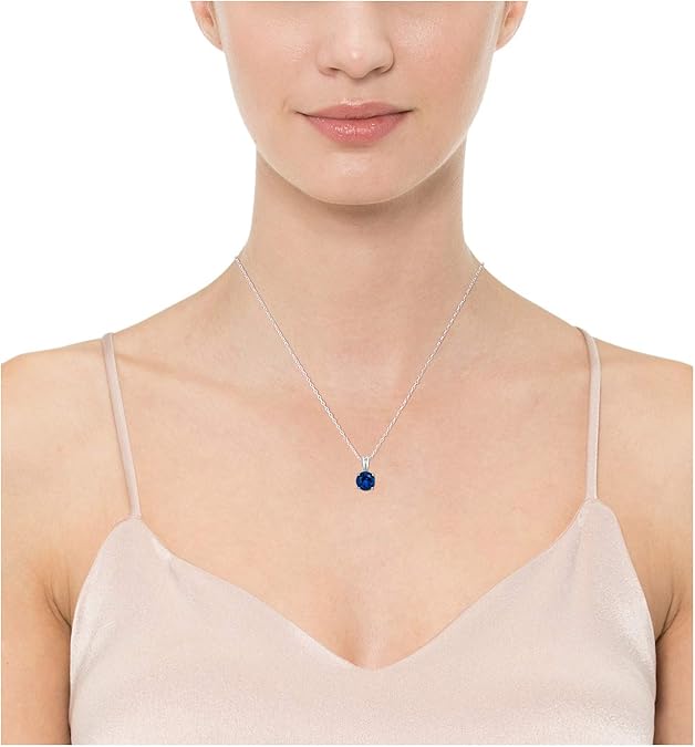 Round Cut Sapphire Collier | Or blanc