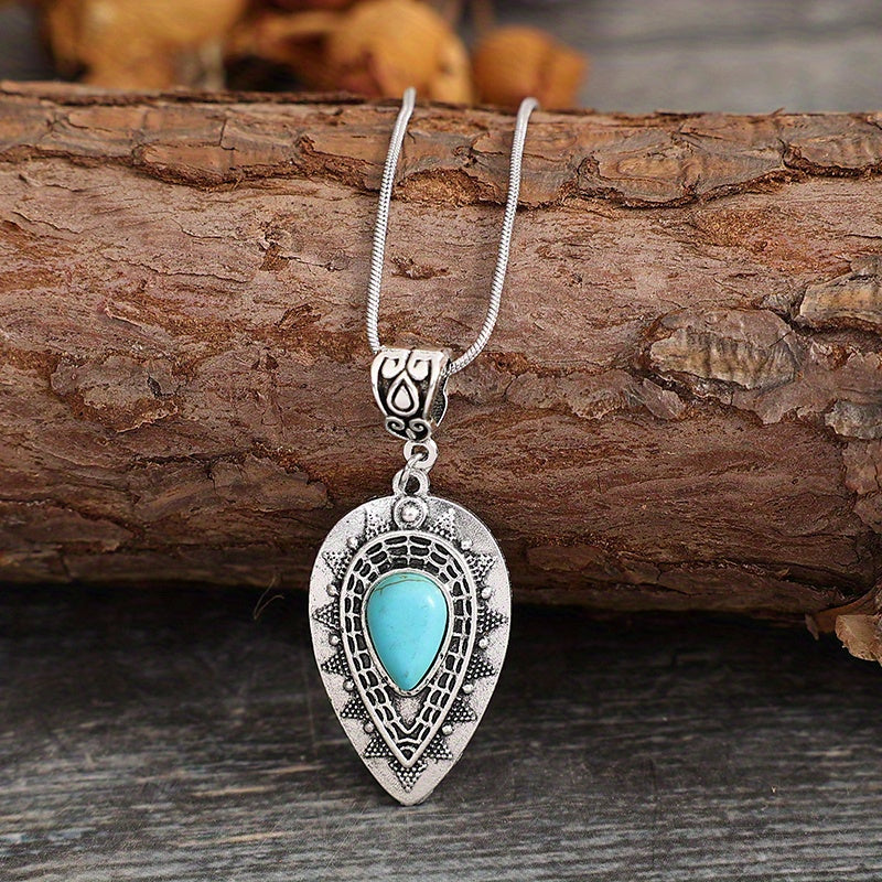 Collier Arlisse goutte turquoise | Or blanc