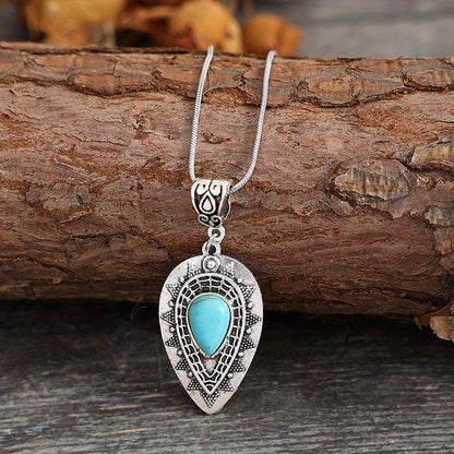 Collier Arlisse goutte turquoise | Or blanc