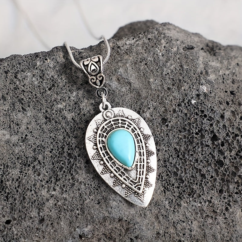 Collier Arlisse goutte turquoise | Or blanc