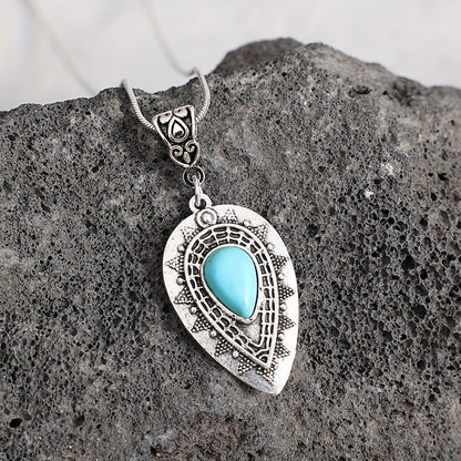 Collier Arlisse goutte turquoise | Or blanc