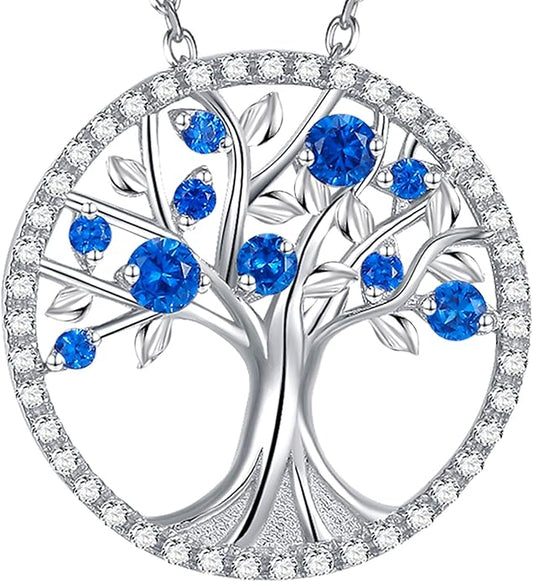 Tree of Life Sapphire Collier | Or blanc