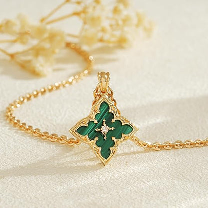 Emerald Clover Collier pendentif | Doré