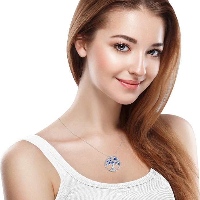 Tree of Life Sapphire Collier | Or blanc