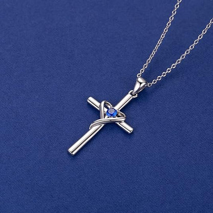 Sapphire Cross Collier | Or blanc