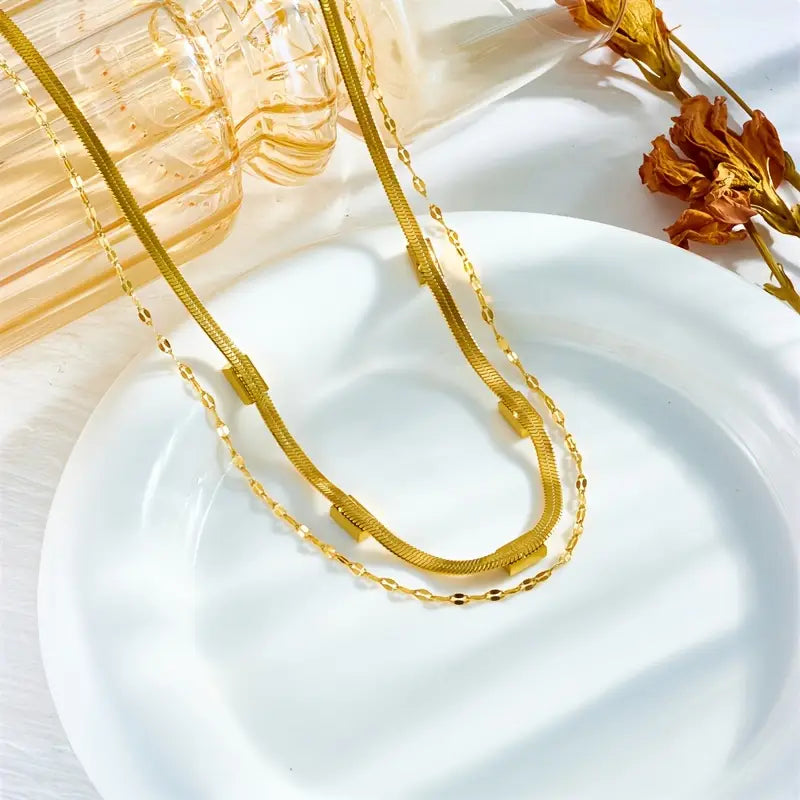 Sorella Gem Collier rétro double rang | Doré