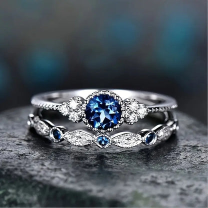 Sapphriel Crown Bague Set | Or blanc
