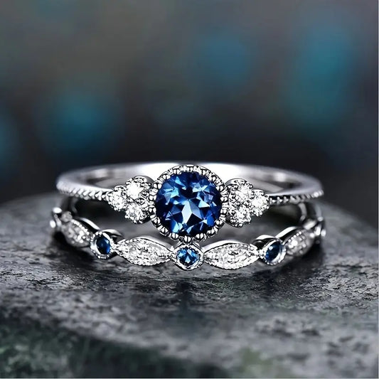 Sapphriel Crown Bague Set | Or blanc