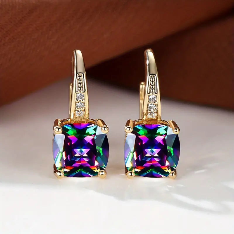 Mystic Sapphire Stone Créoles | Doré