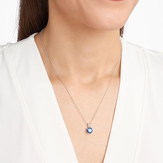 Round Cut Sapphire Collier | Or blanc