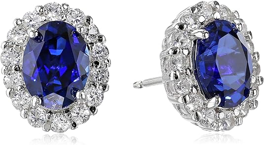 Oval White Sapphire Stud Boucles d’oreilles | Or blanc