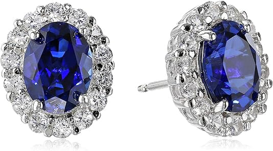 Oval White Sapphire Stud Boucles d’oreilles | Or blanc