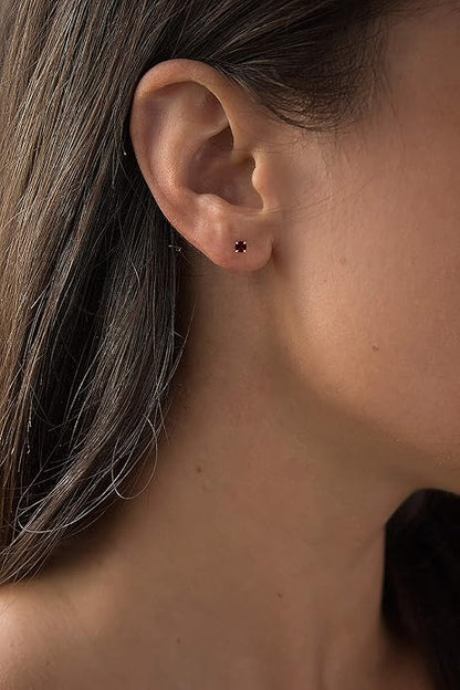 Ruby Round Stud Boucles d’oreilles | Doré