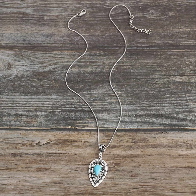 Collier Arlisse goutte turquoise | Or blanc