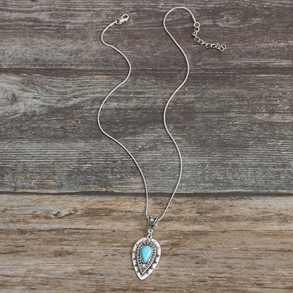Collier Arlisse goutte turquoise | Or blanc