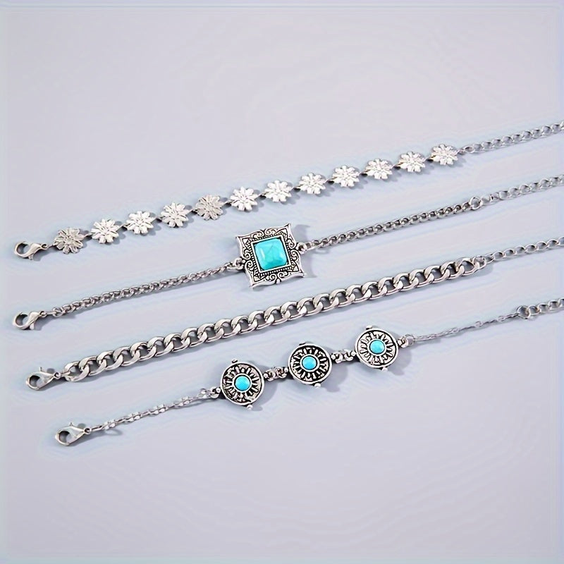 Ensemble de bracelets superposés Sky Stone | Or blanc