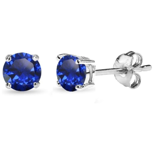 Classic Sapphire Stud Boucles d’oreilles | Or blanc