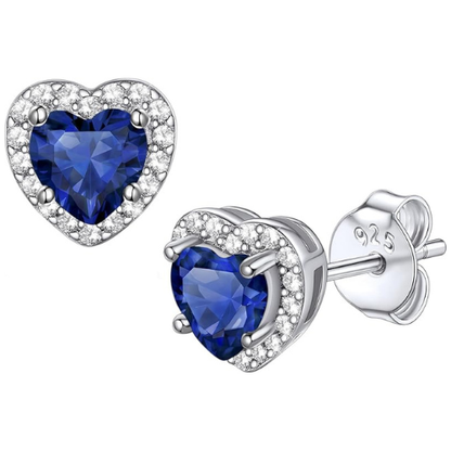 Sapphire Heart Stud Boucles d’oreilles Boucles d’oreilles | Or blanc