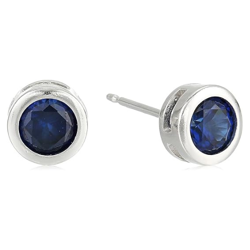 Sapphire Bezel Stud Boucles d’oreilles | Or blanc