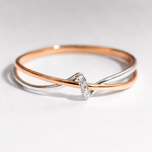 Bague Vintage Tressée en Or et Argent