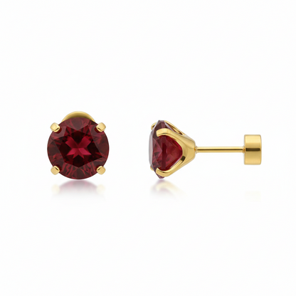 Ruby Round Stud Boucles d’oreilles | Doré