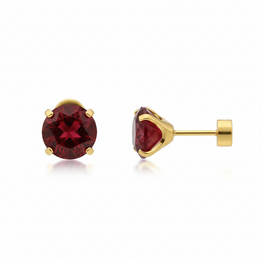 Ruby Round Stud Boucles d’oreilles | Doré