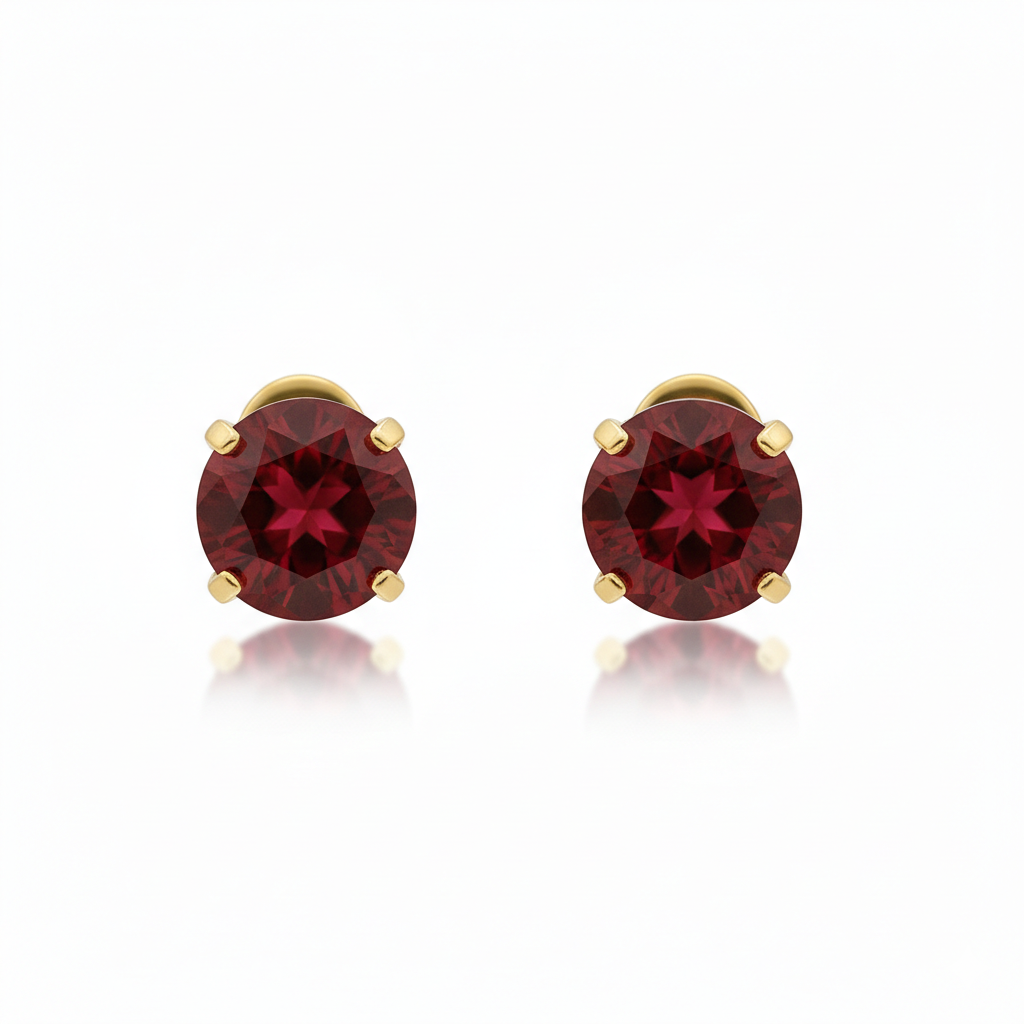 Ruby Round Stud Boucles d’oreilles | Doré