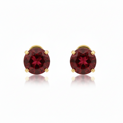 Ruby Round Stud Boucles d’oreilles | Doré