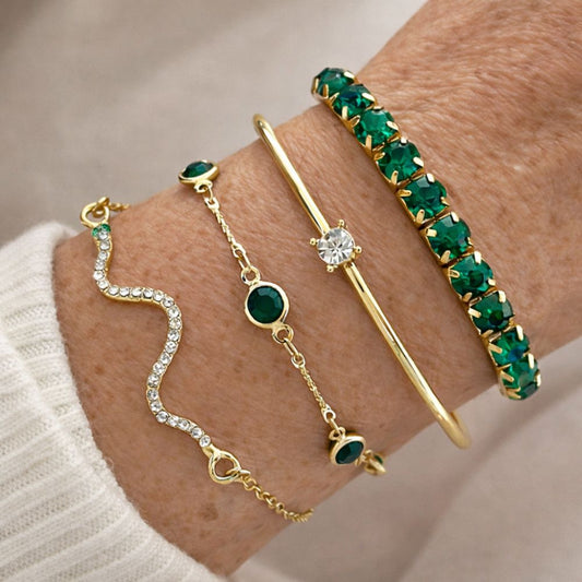 Ensemble de Bracelets aux Pierres Vertes