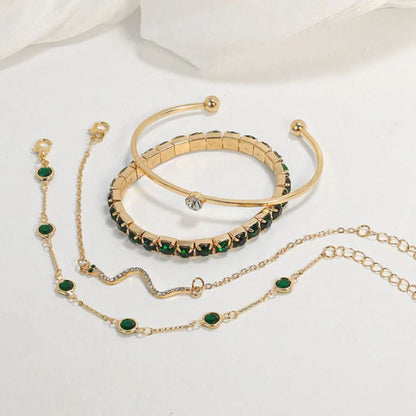 Ensemble de Bracelets aux Pierres Vertes