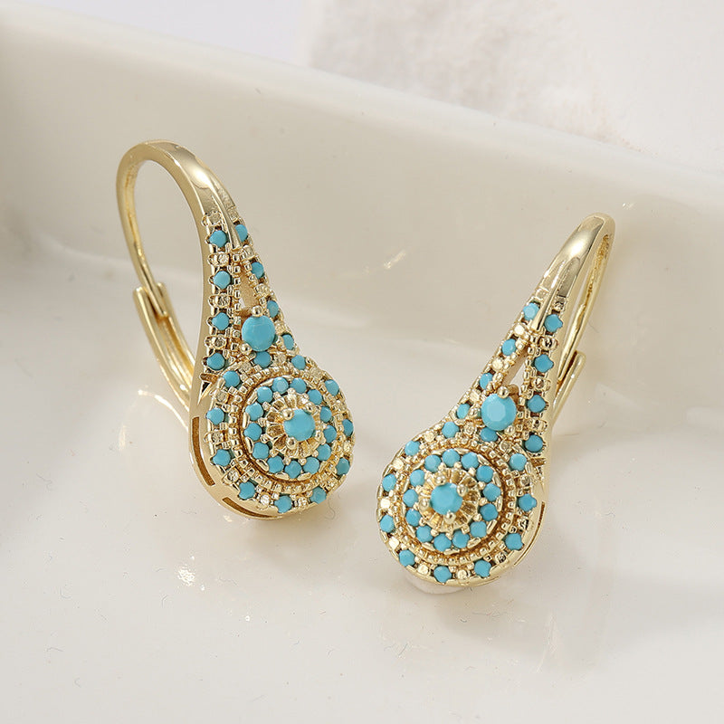 Boucles d’oreilles Valenne à grappes de turquoise | Or