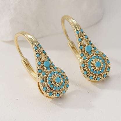 Boucles d’oreilles Valenne à grappes de turquoise | Or