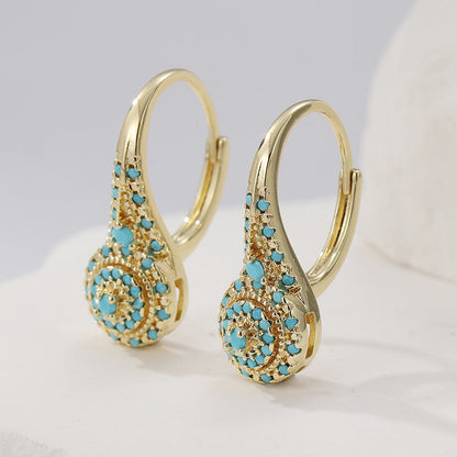 Boucles d’oreilles Valenne à grappes de turquoise | Or