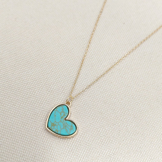 Collier Turquoise Love | Or