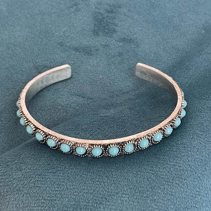 Bracelet ouvert Talisse en turquoise | Or blanc