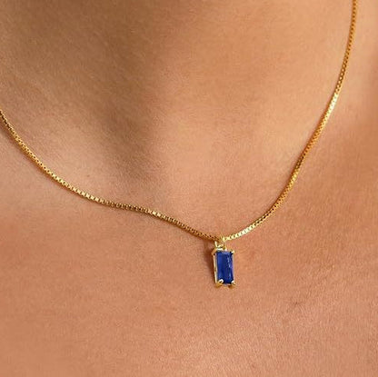 Minimalist Sapphire Collier pendentif | Or blanc