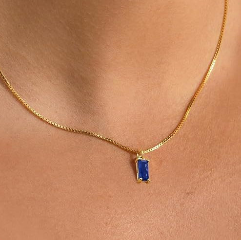 Minimalist Sapphire Collier pendentif | Or blanc