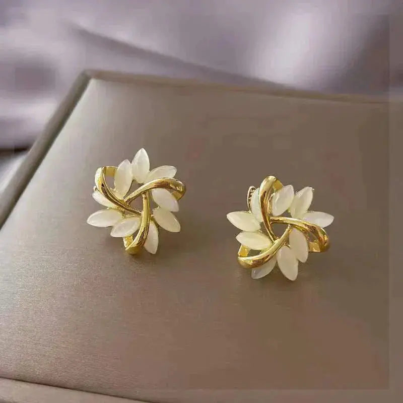 Boucles d'oreilles Stud Opale Blanc