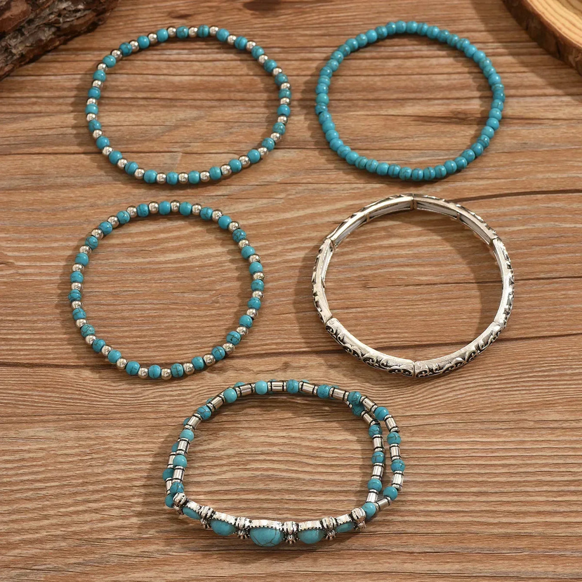 Ensemble de bracelets boho avec perles turquoises